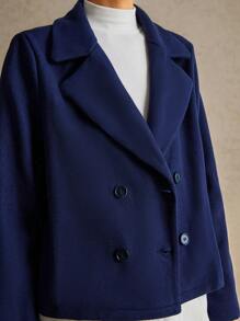 Poéselle Blazer de cuello con solapa de doble botonadura