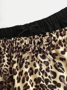 SHEIN Girlism 2pcs Set Tween Girls Loose Leopard Wide Leg Pants And Solid Black Wide Leg Pants Chic Outfits For Autumn/Winter