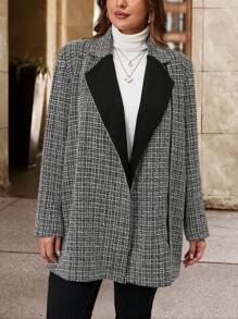 SHEIN Clasi Plus Size Lapel Collar Casual Long Sleeve Suit Jacket