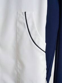 TaskEZ White And Navy Blue Nurse Wear Clothes For Women | Hospital Uniform For Nurses | Clinic Uniforms | Hospital Uniform Contrast Trim Short Sleeve Top And Long Pants  Scrubs Set  Scrub Sets  Uniform Coat Fits For Nurse, Pharmacist, Beautician, Dentist, Physician, Nurse Practitioners, Lab Staffs - Multicolor - View 8