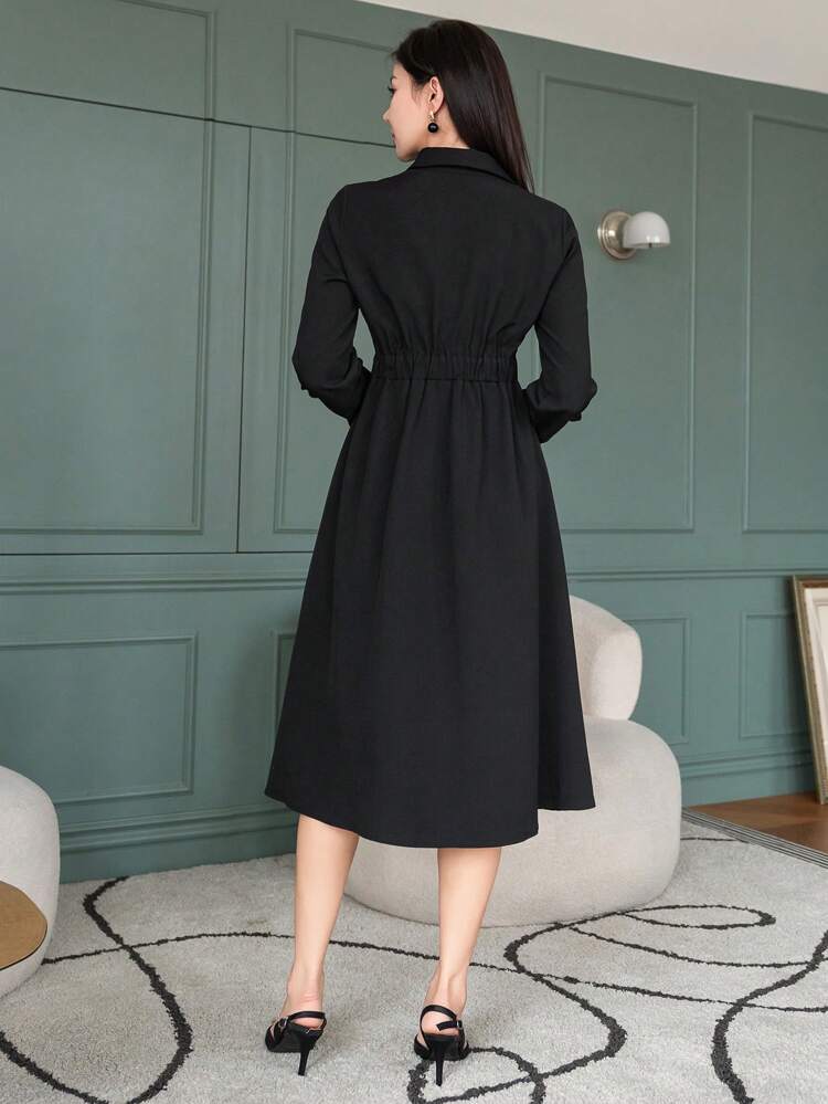 Women's Color Block Splice Long Sleeve Shirt Elegant Charming Fashion Dress, Fall Dress