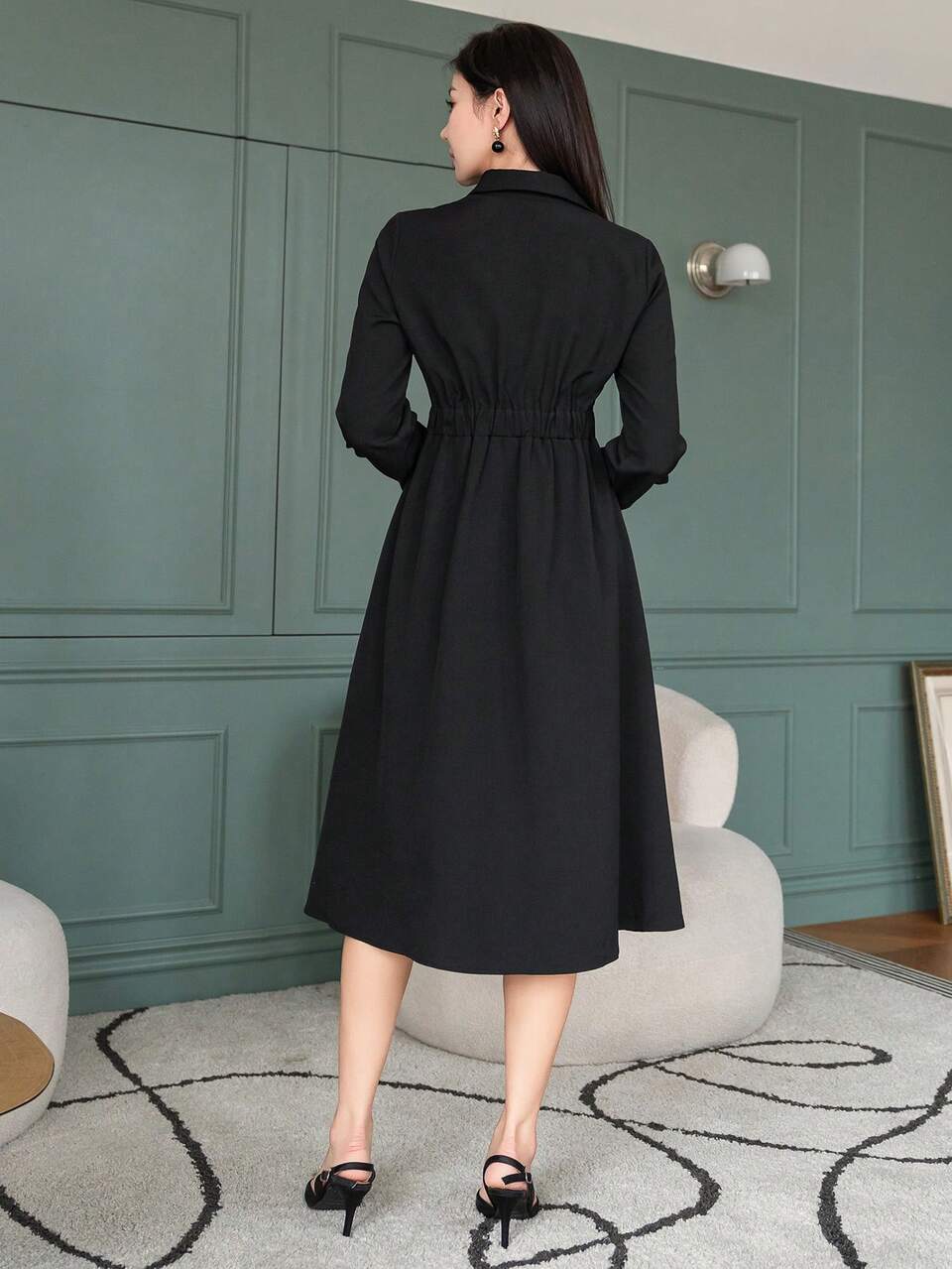 Women's Color Block Splice Long Sleeve Shirt Elegant Charming Fashion Dress, Fall Dress