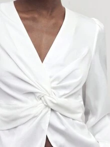 BizChic Blouse de bureau élégante avec nœud pour femme