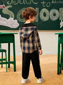 SHEIN Explorewe 2 件套年轻男孩休闲日常运动服长袖上衣和裤子，适合秋季户外玩耍 - 彩色 - 查看 2
