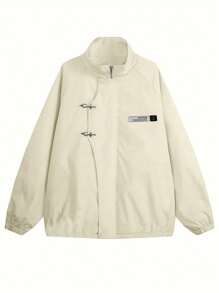 Manfinity Hypemode Asymmetrical Hem Casual Daily Wear Long Sleeve Jacket - Apricot - View 3