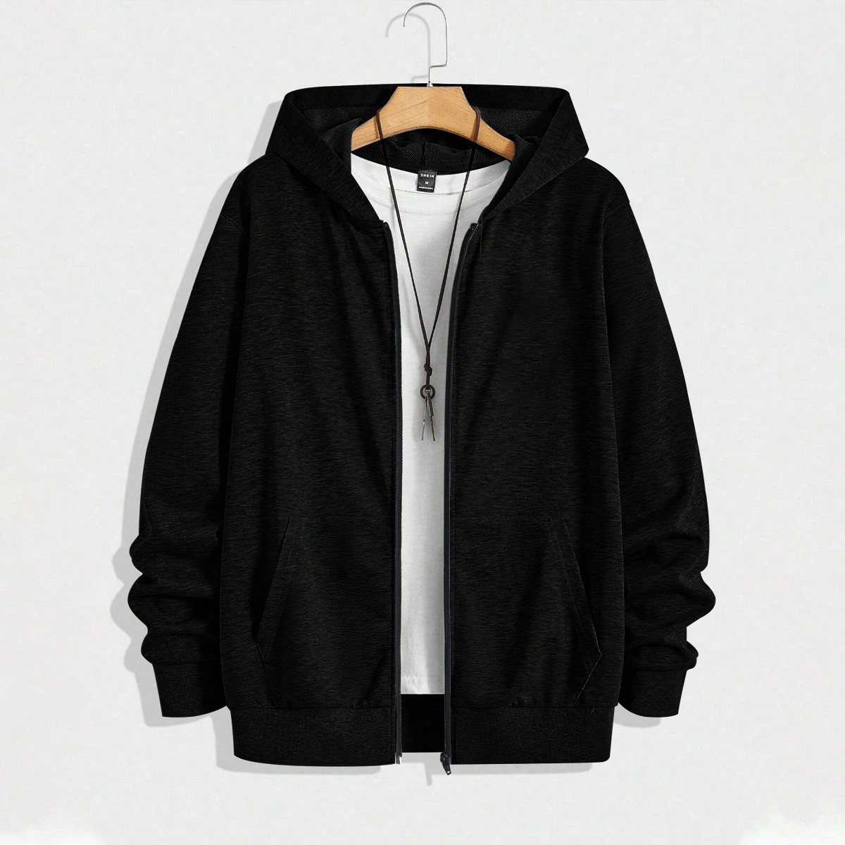 Chaqueta con capucha de manga larga estilo novio para hombre, unicolor, simple y casual, con cremallera, para entrenamiento, otoño, transpirable, lig