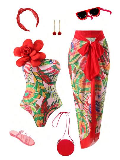 Swim Oasis Plus Size One-Piece Swimsuit With Random Print Summer