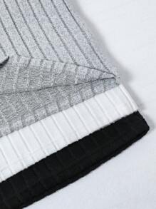 SHEIN Mirajuku 3 件青少年男孩基本款休闲舒适高领长袖 T 恤 - 彩色 - 查看 5