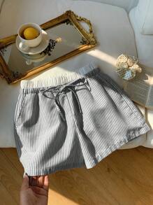 Comfortcana 夏季兩色條紋休閒短褲 - 黑與白 - 查看 7