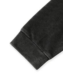 Manfinity Homme Men's Spring & Autumn Letter & Hand Gesture Printed Zip-Up Hoodie, Zipper Hooded Sweatshirt - Black - View 5