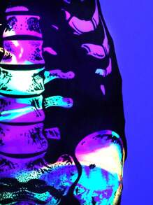 SHEIN Unity 发光彩色印花时尚吊带连衣裙迷你短款女装 - 彩色 - 查看 7