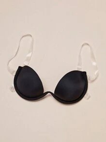 Strapless Bra With Transparent Shoulder Straps And Back - Black - View 1
