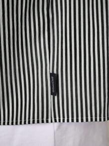 SWAVVY Men's Casual Loose Fit Striped Print Short Sleeve Shirt, Spring Summer - Black and White - View 5