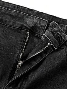 NEON BLANC Men's Casual Slim Fit Slightly Flared Leg Jeans - Black - View 9