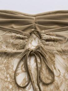 SHEIN Unity Women's Lace Backless Halter Top, Casual Vacation Wear - Apricot - View 4