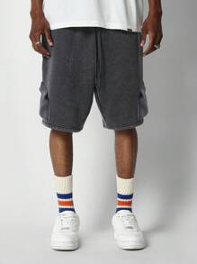 SUMWON Drop Crotch Cargo Short - Black - View 2