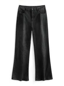 NEON BLANC Men's Casual Slim Fit Slightly Flared Leg Jeans - Black - View 5