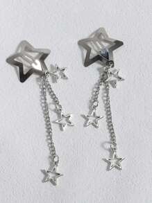 ROMWE Grunge Punk 1 Pair Punk Style Star Chain Hair Clips Claw Clips Hair Claws Hair Barrettes - Antique Silver - View 1
