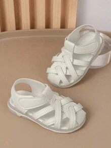 1pair Comfortable White Strap Decoration Fashionable Baby Sandals