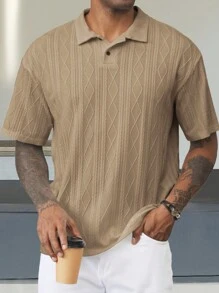 Manfinity Homme 男士翻领前扣短袖休闲 POLO 衫