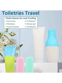 4/5/8入防漏旅行容器套筒，行李防漏盥洗用品套蓋，矽膠旅行瓶防漏工具，適用多數尺寸瓶身，彈性套筒，男女適用，多彩，噴霧瓶、迷你香水瓶 - 彩色 - 查看 8