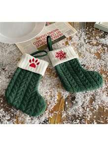 针织字母图案圣诞袜，小号圣诞英文字母挂袜，双面壁炉挂袜，派对装饰，新年派对礼物，个性化首字母圣诞袜，家庭节日圣诞派对装饰，生日家居装饰，圣诞装饰，房间装饰，冬季圣诞装饰，家居圣诞礼物，圣诞装饰 - 綠色 - 查看 8