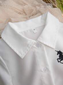 Infant Boys' Casual Fashion Cute Pony Print Versatile Long Sleeve Shirt