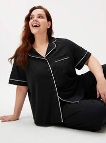 LUVLETTE Women's Plus-Size Black Soft 100% Pure Cotton Pajamas Sets For Women Lounge Sets For Women Pants With Pockets