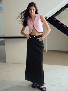 MOTF STUDIO SOLID V-NECK CROP TANK TOP