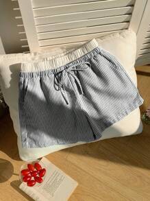 Comfortcana 夏季兩色條紋休閒短褲 - 黑與白 - 查看 4