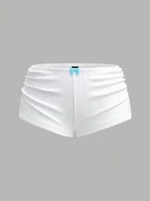 Sweetina Women's Solid Color Low Waist Fashion Shorts With Bowknot And Side Slit - White - View 6