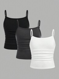 SHEIN Girlism 3pcs Tween Girls Casual Sporty Basic Cami Top Set