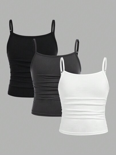 SHEIN Girlism 3pcs Tween Girls Casual Sporty Basic Cami Top Set