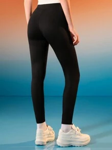 THE POWERPUFF GIRLS X SHEIN Summer Black Cartoon Pattern Basic Cute Casual Style Leggings