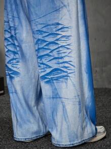 Manfinity UZERO Pantalón de chándal casual de pierna recta corte relajado con estampado de punto para hombre, Halloween