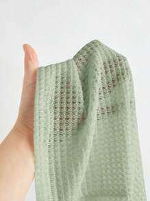 SWAVVY Men Solid Waffle Knit Tee Without Necklace, Summer, Couple Things - Mint Green - View 6