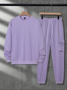 Manfinity Hypemode Set van herensweatshirt met trekkoord, ronde hals en joggingbroek met strik aan de voorkant