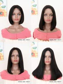 Short Bob Wig Human Hair Straight Bob Frontal Wigs 13X4 Lace Frontal Bob Wig Human Hair Pre Plucked With Baby Hair Natural Black