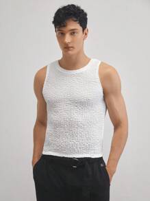 Manfinity VCAY Men's Knitted Sleeveless Slim-Fit Casual Tank Top With Round Neckline, Suitable For Summer