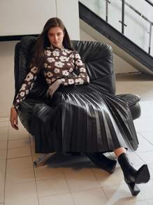 MOTF STUDIO PU 皮革纸袋抽绳腰褶裙