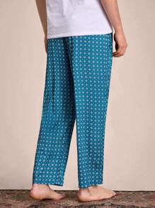 EverLounge Men All-Over Print Woven Lounge Pants - Green - View 2