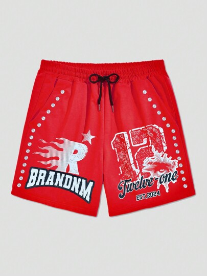 Street Life Men's Letter & Eye Print Drawstring Waist Casual Shorts