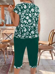 Bộ 2 món thường ngày cỡ lớn - Áo cổ tròn tay ngắn có khóa kéo in họa tiết toàn thân và quần short thường ngày có túi trang trí - Nhiều màu - Xem 2