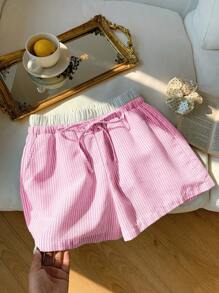 Comfortcana 條紋印花口袋束腰短褲 - 粉色 - 查看 7