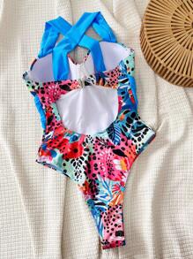 SHEIN Swim 1pc Push-Up Printed Bra With Wire Summer - Multicolor - View 4