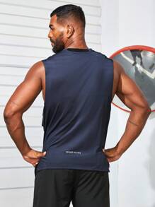 Manfinity Running Áo ba lỗ thông thường không tay cổ tròn dành cho nam cỡ lớn - màu đen - Xem 2