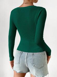 Chiquease Women's Slim-Fit Casual Solid Color Cardigan Fall Winter Cloth For Women - Green - View 2