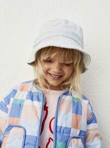 SHEIN Kurtka sportowa z bawełny w kratę, kolorowa, z długim rękawem i kieszeniami, dla młodych dziewcząt, na co dzień, na zewnątrz, jesień/zima - Wielokolorowe - Zobacz 3