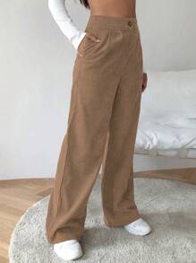 Pantalon Velours Femme Taille Haute