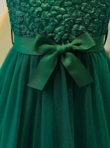 Vestido De Malha Jacquard Verde Para Menina Adolescente